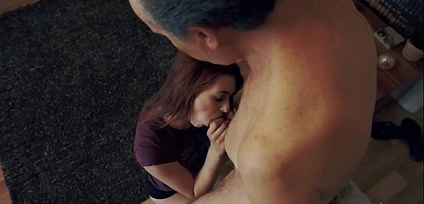 trendsEvening sex with grandpa and teen super hot and sexy with deepthroat blowjob and cumshot in mouth